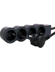 Base múltiple negra Legrand de 4 tomas 2P+T 16A 230V 3680W con cable 3 m y diseño plano 2