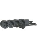 Base múltiple negra Legrand de 4 tomas 2P+T 16A 230V 3680W con cable 3 m y diseño plano