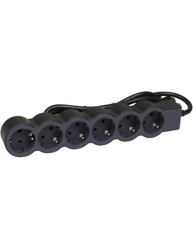 Base múltiple Legrand de 6 tomas 2P+T 16A 230V con cable 3 m y diseño plano