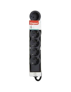 Base múltiple Legrand de 6 tomas 2P+T 16A 230V con cable 3 m y diseño plano