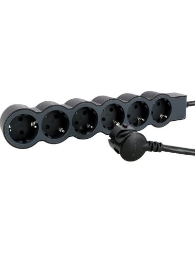 Base múltiple Legrand de 6 tomas 2P+T 16A 230V con cable 3 m y diseño plano