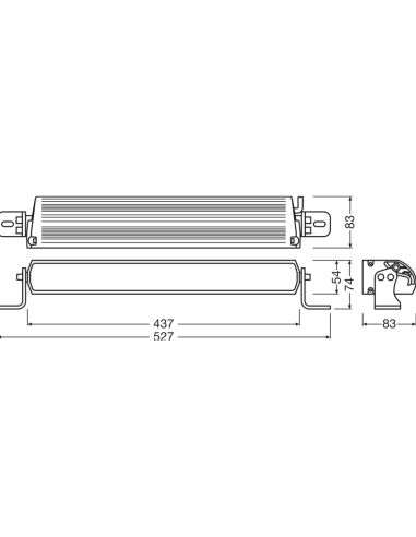 Medidas Barra LED de Combo Beam 44Cm FX500-CB GEN 2 56W LEDDL132-CB SM + de 380 Metros Homologación 2 X R149 Ref. 50 + 50 Osram