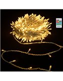 Cordão de luzes LED com 100 LEDs e caixa de música, 10m, branco quente, funciona com 3 pilhas AA, IP44