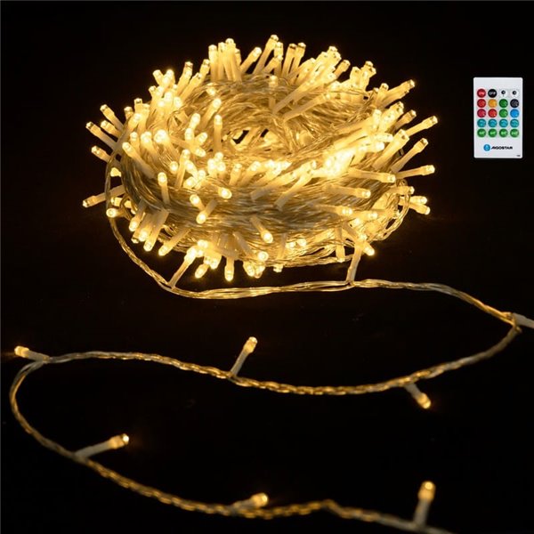 Guirlande lumineuse de 100 LED avec boîte à musique, 10 m, blanc chaud, 3 piles AA, IP44