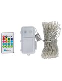 Guirnalda de luces 100 LED con caja de música 10m, blanco cálido, pilas 3AA, IP44
