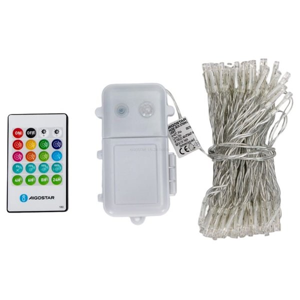 Guirnalda de luces 100 LED con caja de música 10m, blanco cálido, pilas 3AA, IP44