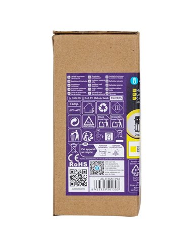 Guirnalda de luces 100 LED con caja de música 10m, blanco cálido, pilas 3AA, IP44