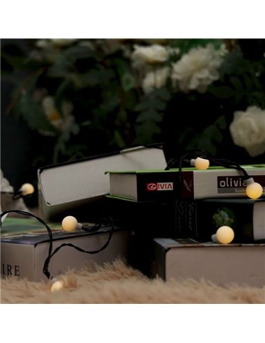 Luces LED solares de burbujas blancas 10m, luz cálida 2700K, se enciende automáticamente de noche, IP65