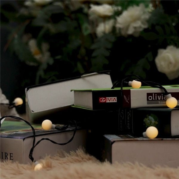 Luces LED solares de burbujas blancas 10m, luz cálida 2700K, se enciende automáticamente de noche, IP65