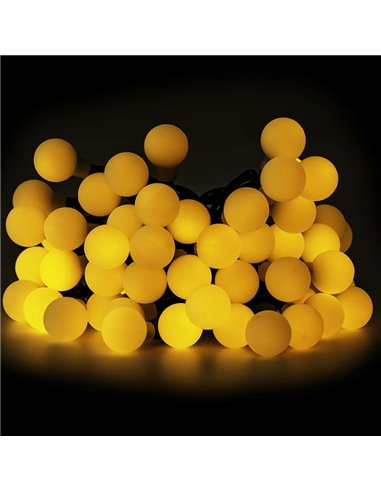 Luces LED solares de burbujas blancas 10m, luz cálida 2700K, se enciende automáticamente de noche, IP65