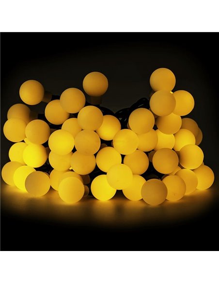 Luces LED solares de burbujas blancas 10m, luz cálida 2700K, se enciende automáticamente de noche, IP65