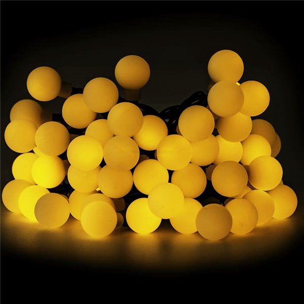 Luzes solares de LED brancas em formato de bolha, 10m, luz quente 2700K, ligam automaticamente à noite, IP65