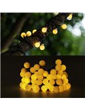 Luces LED solares de burbujas blancas 10m, luz cálida 2700K, se enciende automáticamente de noche, IP65