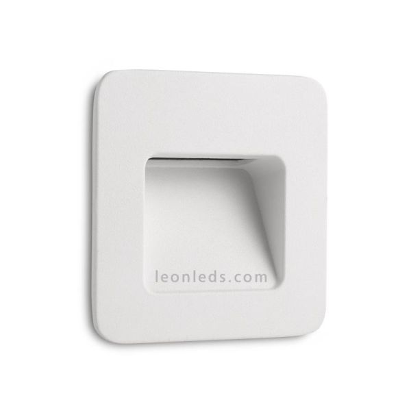 Aplique Empotrable LED Jardín cuadrado Blanco Nase 3W 3000K | Baliza LED Empotrable Blanca | LeonLeds Iluminación