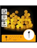 Luzes solares de LED brancas em formato de bolha, 10m, luz quente 2700K, ligam automaticamente à noite, IP65