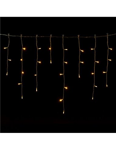 Cortina de 100 luces LED planas de carámbano 5m bajo voltaje, 25 tiras, 8 funciones+mem+temp, IP44