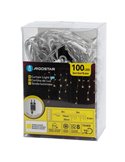 Cortina de 100 luces LED planas de carámbano 5m bajo voltaje, 25 tiras, 8 funciones+mem+temp, IP44