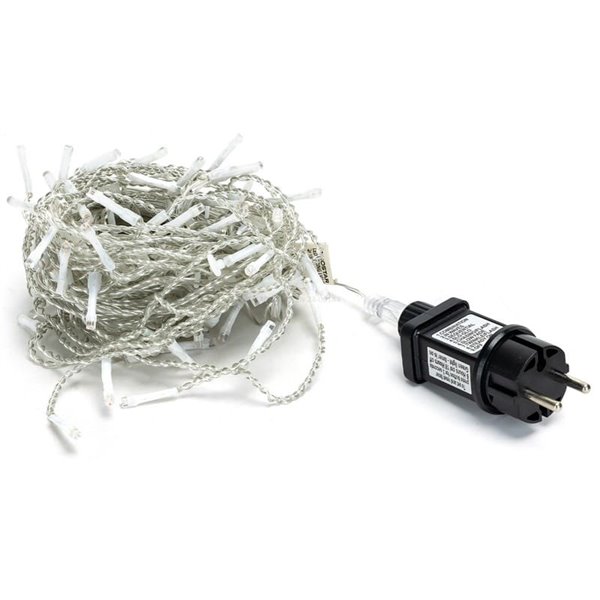 Cortina de 100 luces LED planas de carámbano 5m bajo voltaje, 25 tiras, 8 funciones+mem+temp, IP44