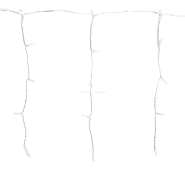 Cortina de 400 luces LED planas de carámbano bajo voltaje 20m, 100 tiras, blanco cálido, interior/exterior IP44