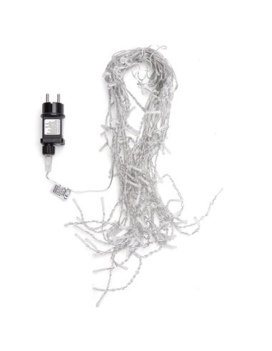 Cortina de 100 luces LED planas tipo carámbano bajo voltaje 5m, 25 tiras, blanco cálido, interior/exterior, IP44