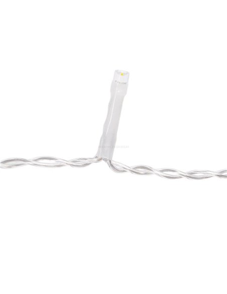 Cortina de 100 luces LED planas tipo carámbano bajo voltaje 5m, 25 tiras, blanco cálido, interior/exterior, IP44