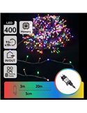Guirnalda  de 400 luces LED de colores 20m bajo voltaje, RGBY, 8 funciones+mem+temp, interior/exterior IP44