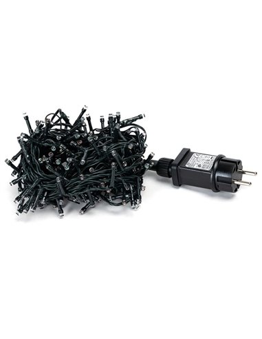 Guirnalda de 200 luces LED de colores 10m bajo voltaje, RGBY, 8 funciones+mem+temp, interior/exterior IP44