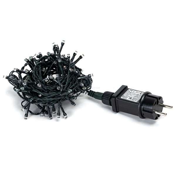 Guirnalda de 100 luces LED de colores 5m bajo voltaje, RGBY, 8 funciones+mem+temp, interior/exterior IP44