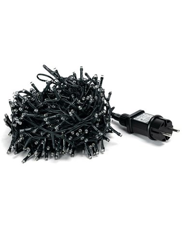 Guirnalda de 400 luces LED planas de bajo voltaje 20m, blanco cálido, 8 funciones+mem+temp, interior/exterior IP44