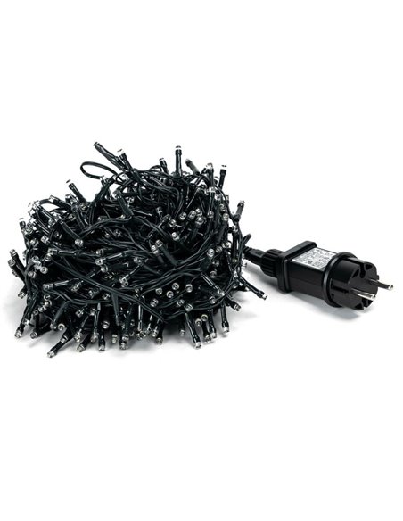 Guirnalda de 400 luces LED planas de bajo voltaje 20m, blanco cálido, 8 funciones+mem+temp, interior/exterior IP44