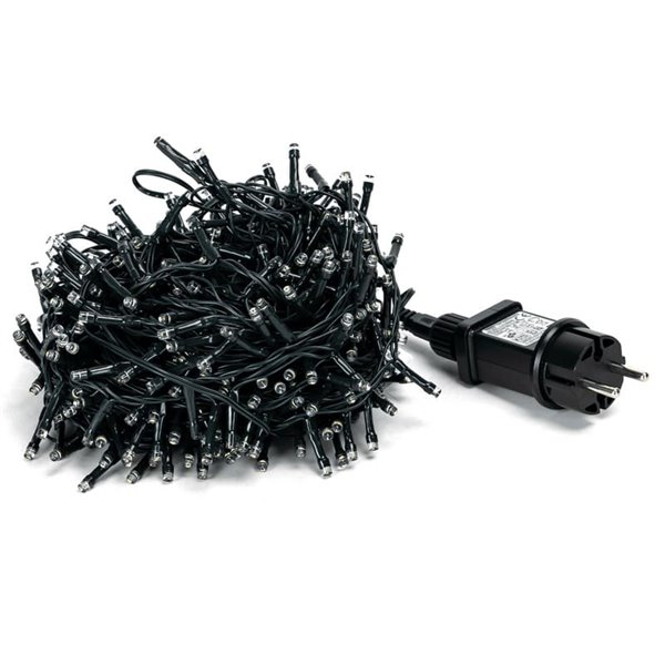 Guirnalda de 400 luces LED planas de bajo voltaje 20m, blanco cálido, 8 funciones+mem+temp, interior/exterior IP44