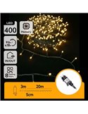 Guirnalda de 400 luces LED planas de bajo voltaje 20m, blanco cálido, 8 funciones+mem+temp, interior/exterior IP44