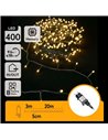 Guirnalda de 400 luces LED planas de bajo voltaje 20m, blanco cálido, 8 funciones+mem+temp, interior/exterior IP44