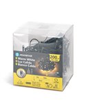 Guirnalda de 200 luces LED planas de bajo voltaje 10m, blanco cálido, 8 funciones+mem+temp, interior/exterior IP44