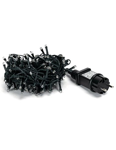 Guirnalda de 200 luces LED planas de bajo voltaje 10m, blanco cálido, 8 funciones+mem+temp, interior/exterior IP44