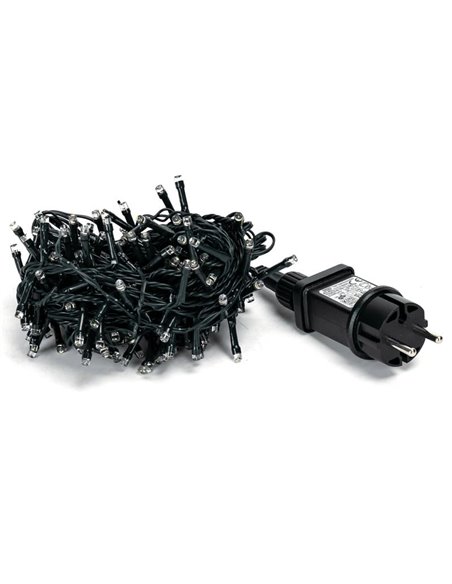 Guirnalda de 200 luces LED planas de bajo voltaje 10m, blanco cálido, 8 funciones+mem+temp, interior/exterior IP44