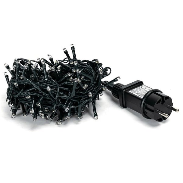 Guirnalda de 200 luces LED planas de bajo voltaje 10m, blanco cálido, 8 funciones+mem+temp, interior/exterior IP44