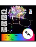 Guirnalda LED de 300 luces de colores RGB 30m de bajo voltaje con mando, 7 modos+temp. IP44