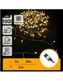 Guirnalda de luces 1000 LED planas de bajo voltaje 50m, blanco cálido, 8 funciones+mem+temp, IP44