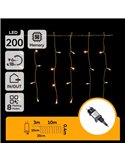 Rideau de 200 LED plates en forme de stalactites, basse tension, 10 m, 50 bandes, blanc chaud, intérieur/extérieur, IP44