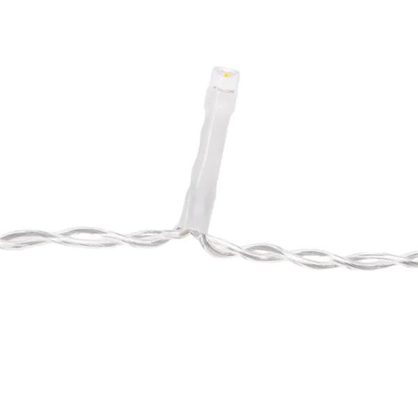 Rideau de 200 LED plates en forme de stalactites, basse tension, 10 m, 50 bandes, blanc chaud, intérieur/extérieur, IP44