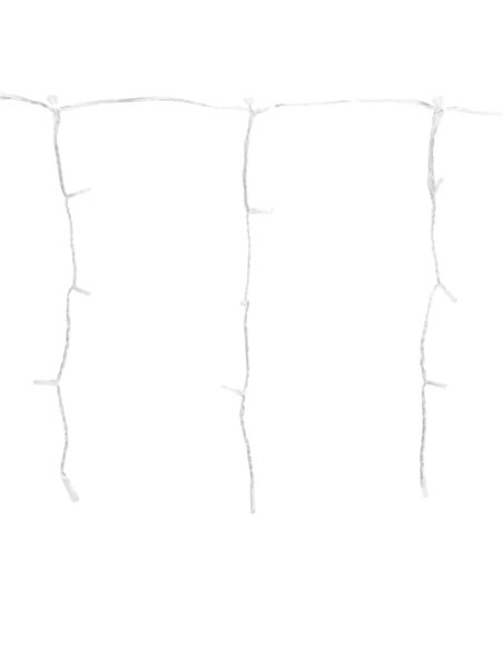 Cortina de 200 luces LED planas tipo carámbano bajo voltaje 10m, 50 tiras, blanco cálido, interior/exterior, IP44