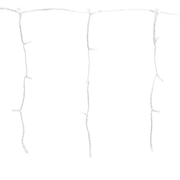 Rideau de 200 LED plates en forme de stalactites, basse tension, 10 m, 50 bandes, blanc chaud, intérieur/extérieur, IP44