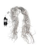 Cortina de 200 luces LED planas tipo carámbano bajo voltaje 10m, 50 tiras, blanco cálido, interior/exterior, IP44