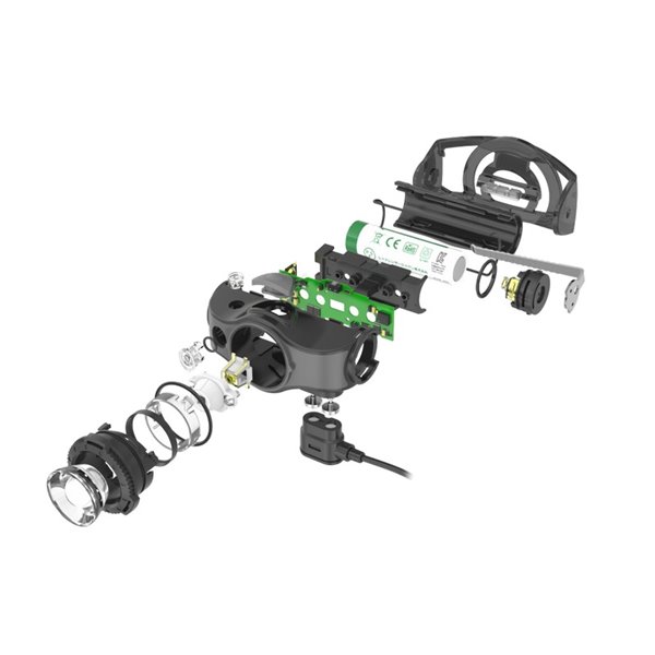 Linterna frontal LED MH5 400 lm, alcance 180 m recargable IP54 con clip Negro/gris