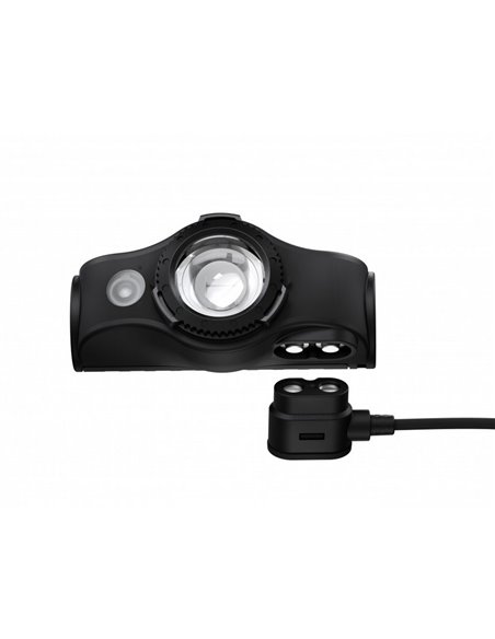 Lanterna de cabeça LED MH5, 400 lm, alcance de 180 m, recarregável, IP54, com clipe, preta/cinza