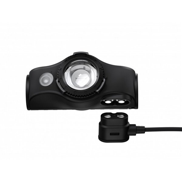Linterna frontal LED MH5 400 lm, alcance 180 m recargable IP54 con clip Negro/gris