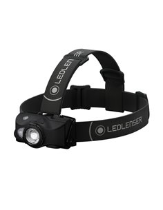 Lampe frontale LED MH8, 600 lm, portée 200 m, RGB, rechargeable, IP54, avec clip, noire