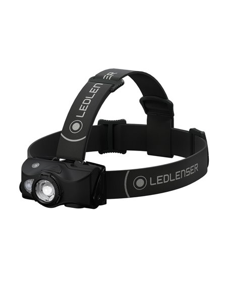 Lampe frontale LED MH8, 600 lm, portée 200 m, RGB, rechargeable, IP54, avec clip, noire