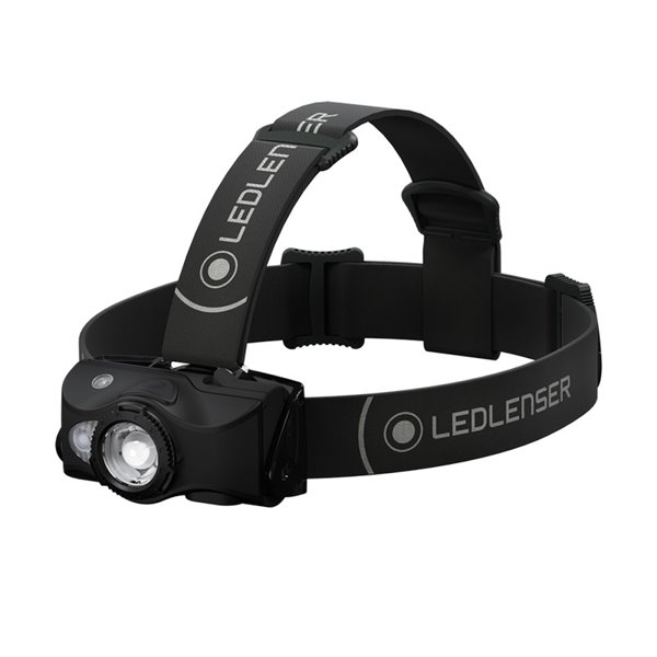 Lampe frontale LED MH8, 600 lm, portée 200 m, RGB, rechargeable, IP54, avec clip, noire